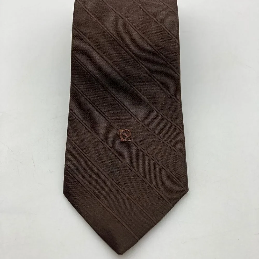Vintage Pierre Cardin Logo 80s Dark Chocolate Neck Tie 57”
